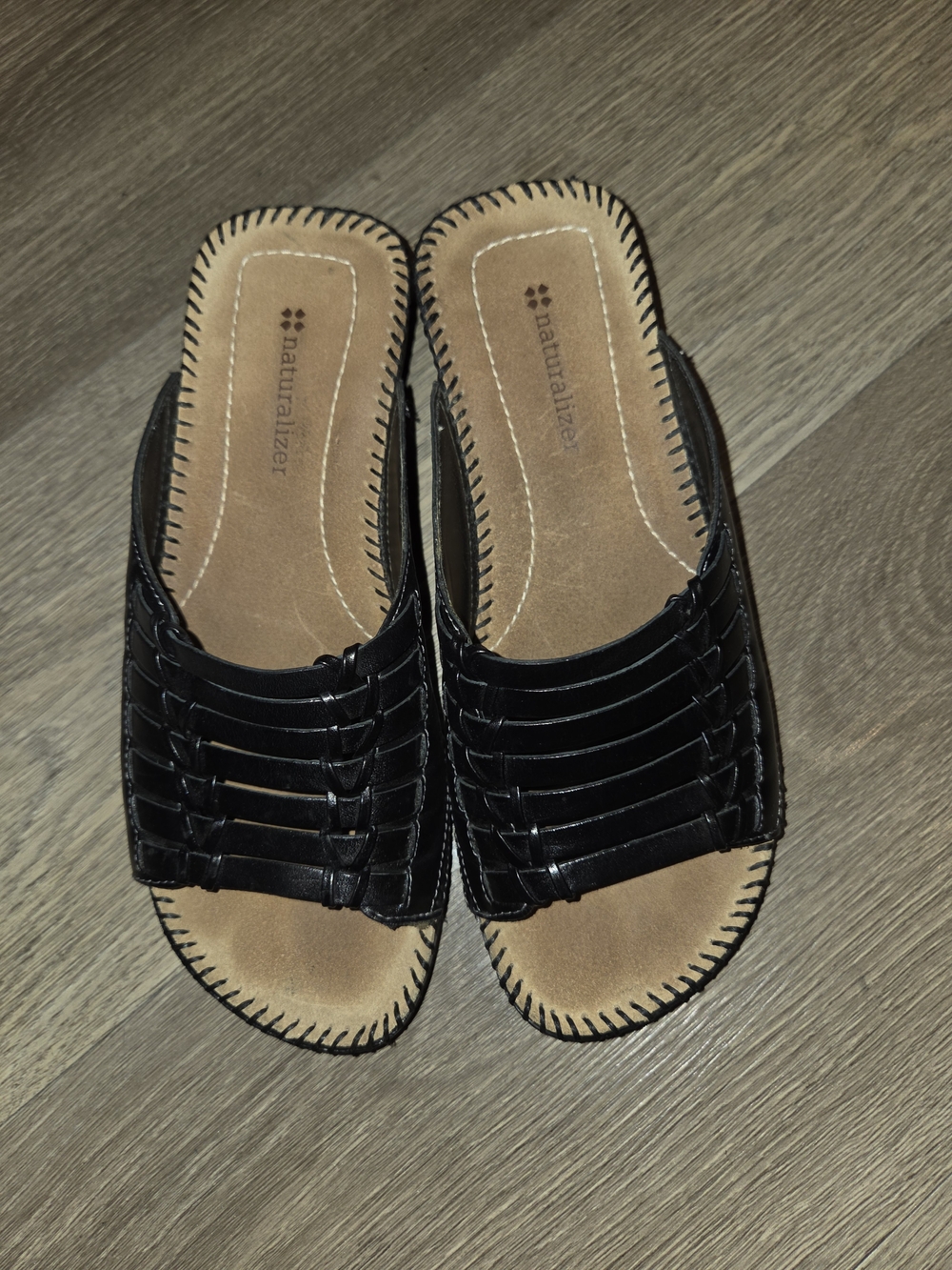Naturalizer Black Woven Slide Sandals